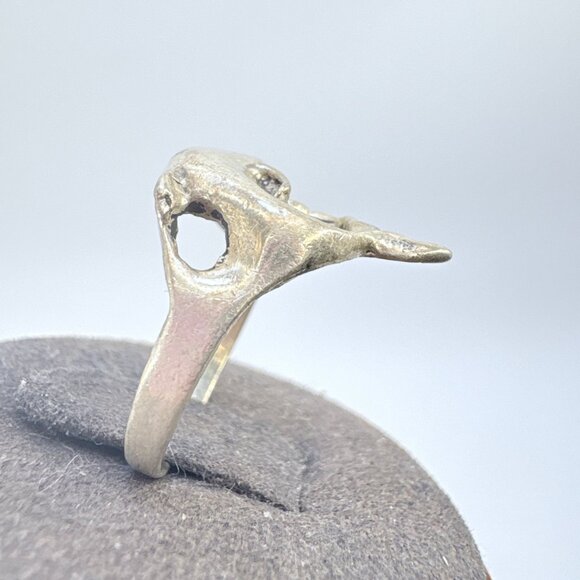 VTG Sterling Silver 925 Dolphin Design Openwork Statement Ring Size 6.5 - Picture 3 of 9